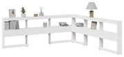859257 vidaXL Табла за книги с L-образна, бяла, 180 см, масивно дърво бор