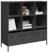 851388 vidaXL Висок шкаф, черен, 101,5x39x103,5 см, стомана