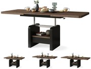 ЛЕКСУС Кафяв дъб/Черен мат - МОДЕРНА РАЗТЕГАТЕЛНА ХОЛНА МАСА С ПОВДИГАЩ МЕХАНИЗЪМ