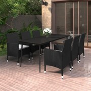 3099731 vidaXL Градински комплект 7 части с възглавници полиратан и стъкло