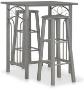 284397 vidaXL Бар комплект от 3 части, дърво и стомана, антрацит