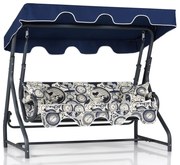 Градински троен люлеещ се стол Ruta 7, цвят Тъмно Син Кремав Черен