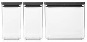 Кутии за съхранение Brabantia Tasty+ Stackable 1008879, 2x1.6л+1x3.5л, Без BPA, Плътно затваряне, Тъмносив