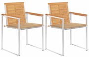 3061518 vidaXL Градински столове с възглавници, 2 бр, тик масив и стомана