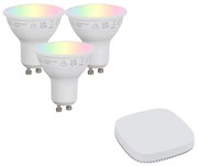 Комплект интелигентни GU10 димируеми LED крушки 4.7W 400 lm 2700K-6500K вкл. Zigbee Smart Hub