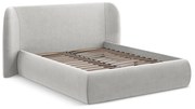 Светлосиво двойно тапицирано легло с място за съхранение и включена подматрачна рамка 140x200 cm Hauke – Makamii