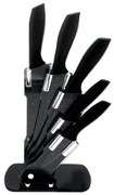 Комплект ножове с поставка ZEPHYR ZP 1633 BS5AS, 6 части, Неръждаема стомана, Мраморно покритие, Черен