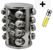 Бурканчета за подправки на стойка ZEPHYR ZP 1217 CR16, 16 бр. бурканчета, 4 нива, Въртяща се основа, Сребрист