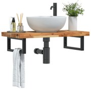 3302737 vidaXL Стенен рафт за мивка, стомана и масивно дърво акация