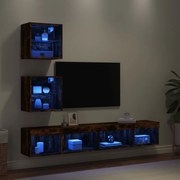 3216701 vidaXL ТВ стенни модули с LED, 5 части, опушен дъб, инженерно дърво