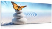 Картина на платно – Баланс на камъни и пеперуда