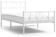 355521 vidaXL Метална рамка за легло с горна и долна табла, бяла, 80x200 см