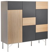 Висок скрин с дъбов декор в антрацитно-естествен цвят 136x133 cm Edge by Hammel - Hammel Furniture