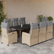 3212840 vidaXL Градински комплект с възглавници 9 части бежов микс полиратан