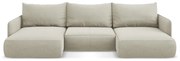 Кремав разтегателен ъглов диван с място за съхранение Nanea – Makamii