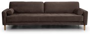 Четириместен диван Midcentury в тъмнокафяво кадифе, 244/93/66 см