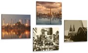 Комплект картини – Индустриален град с абстракция
