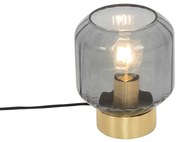 Модерна настолна лампа месинг с опушено стъкло - Stiklo