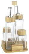 Horecano - Стъклен оливерник от 4 части на бамбукова стойка FAIA-(HC-32211)