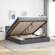 3312320 vidaXL Османска легло с матрак и LED, тъмносиво, 160x200 см, плат