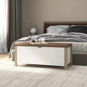 326773 vidaXL Кутия за съхранение с възглавница бяло/дъб сонома 105x40x45 см