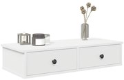 859950 vidaXL Стенен рафт с чекмеджета, бял, 80x34x17 см, инженерно дърво