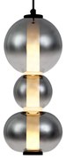 Арт Деко висяща лампа черна с опушено и прозрачно стъкло 3 светлини вкл. LED - Lizzy