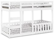 3308593 vidaXL Двуетажно легло, бяло, 90x190 см, борово дърво масив