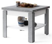 Разтегателна маса LIA с рафт, сив бетон/бял, за кафе и хранене