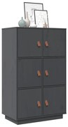 820174 vidaXL Висок шкаф, сив, 67x40x108,5 см, борово дърво масив