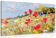 Картина на платно – Рисувани макове на ливада