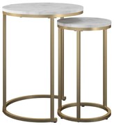 Бели/златисти кръгли масички за кафе в комплект от 2 бр. от декор от мрамор ø 45 cm Amelia – CosmoLiving by Cosmopolitan