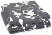 Klarstein Dr.  Watson XXL, отоплително одеяло, 120 W, 200 x 180 см, coral fleece, антрацит, животни