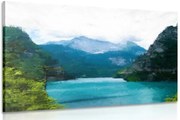 Картина на платно – Рисувано планинско езеро