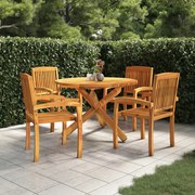 3073202 vidaXL Градински трапезен комплект, 5 части, тиково дърво масив
