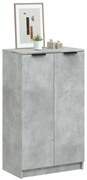 811443 vidaXL Шкаф за обувки, бетонно сив, 59x35x100,5 см, инженерно дърво