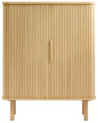 Шкаф в дъбов декор с плъзгащи се врати в естествен цвят 113x90 cm Cavo - Unique Furniture