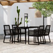 3099157 vidaXL Градински трапезен комплект, 5 части, черен