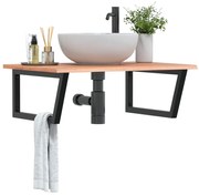 3302647 vidaXL Стенен рафт за мивка, стомана и масивно дърво дъб