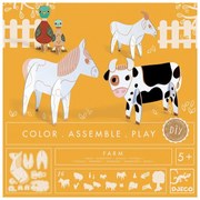 Djeco - Комплект сглоби, оцвети и играй Ферма DJ08000