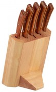 Комплект ножове с дървена поставка ZEPHYR ZP 1633 X5WS, 6 части, Неръждаема стомана, Кафяв