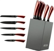 Комплект 5 бр ножове Edenberg EB-936, Карбонова стомана, Поставка, Червен