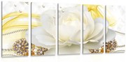 картини от 5 части – Луксозни рози с абстракция