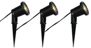 Комплект от 3 интелигентни градински прожектора черни вкл. кабел и щепсел 200cm IP65 вкл. Zigbee GU10 - Basic