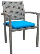 Ратанов стол алуминиев - Синя възглавница