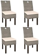 274362 vidaXL Трапезни столове, 4 бр, кубу ратан, мангово дърво