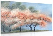 Картина на платно – Цъфтящи дървета в акварел