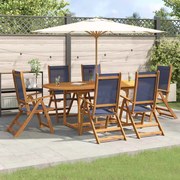 3279301 vidaXL Градински трапезен комплект, 7 части, акация масив и textilene