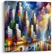 Картина на платно – Абстрактна градска панорама