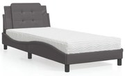 3208848 vidaXL Рамка за легло без матрак Zadar, сиво, 100x200 см, изкуствена кожа